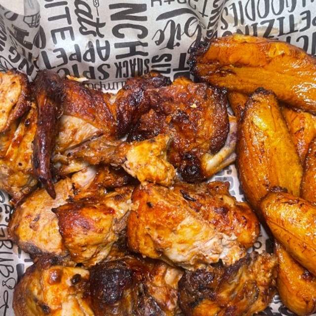 Half grilled chicken.