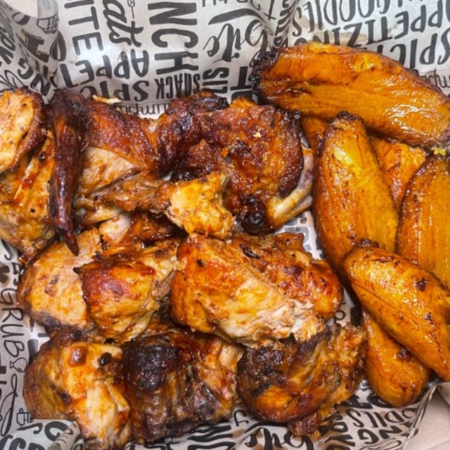 Whole grilled chicken.